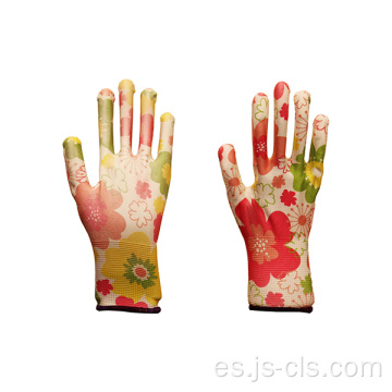 Guantes de jardín de jardín de poliéster estampados impresos en la serie de jardines